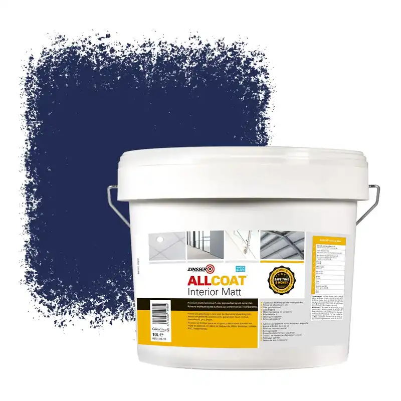 Beperkte Voorraad Zinsser Allcoat Interior Muurverf RAL 5013 Kobaltblauw - 10 liter
