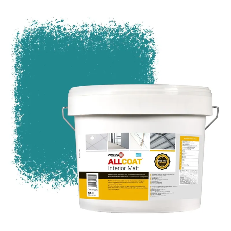 Zinsser Allcoat Interior Muurverf RAL 5018 Turkooisblauw - 10 liter Voordeelprijs