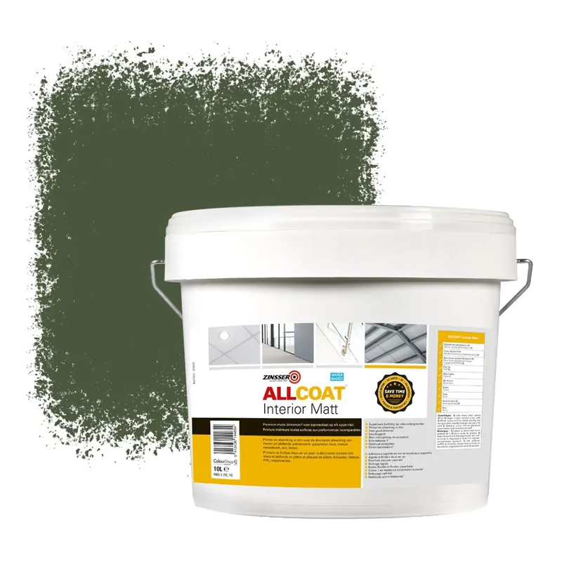 Beste Prijs Zinsser Allcoat Interior Muurverf RAL 6003 Olijfgroen - 10 liter