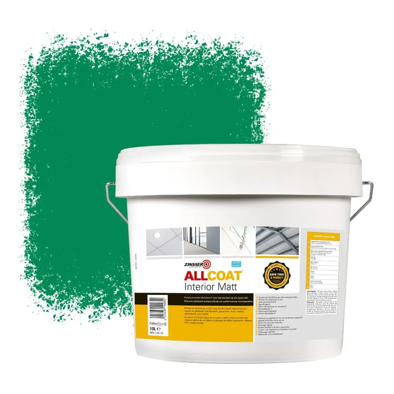 Zinsser Allcoat Interior Muurverf RAL 6024 Verkeersgroen - 10 liter Direct Beschikbaar