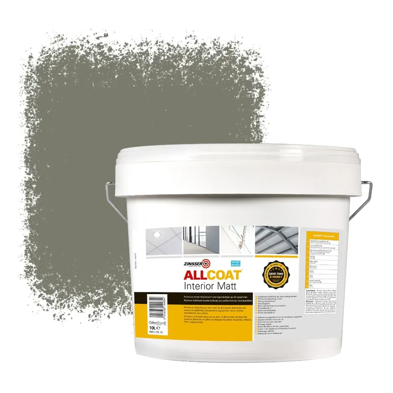 Zinsser Allcoat Interior Muurverf RAL 7003 Mosgrijs - 10 liter Voordeelprijs