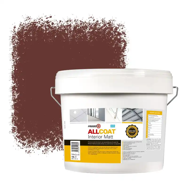 Zinsser Allcoat Interior Muurverf RAL 8012 Roodbruin - 10 liter Op = Op
