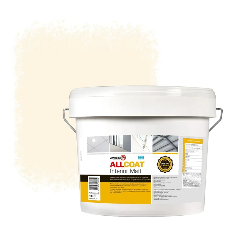 Betaalbaar Zinsser Allcoat Interior Muurverf RAL 9001 Roomwit - 10 liter