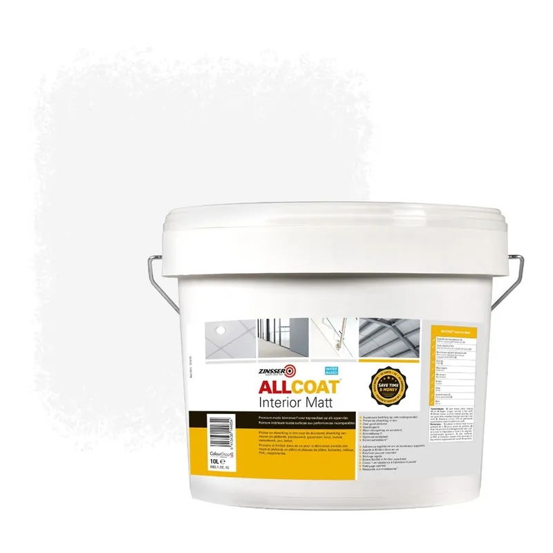 Zinsser Allcoat Interior Muurverf RAL 9003 Signaalwit - 10 liter Lage Kosten
