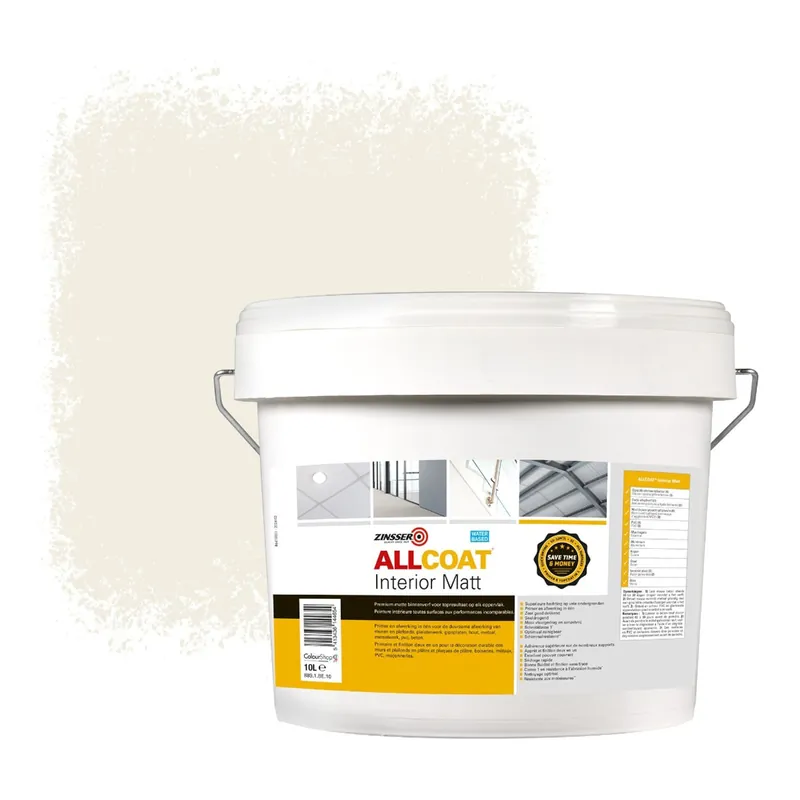 Zinsser Allcoat Interior Muurverf RAL 9010 Zuiverwit - 10 liter Gratis Retour