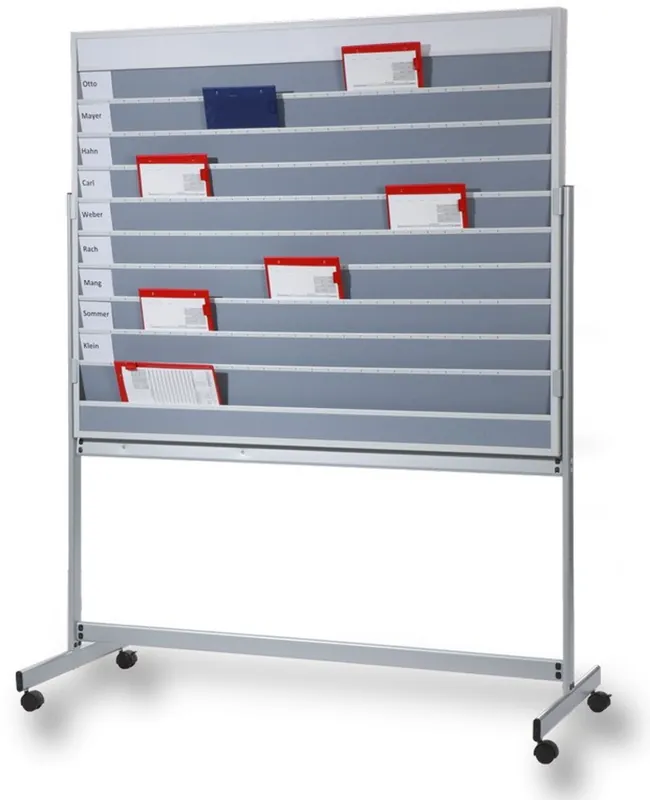 Seizoensaanbieding Verrijdbaar Werkorder planbord met 5 rijen, 9 sleuven en whiteboard (9019-00125)