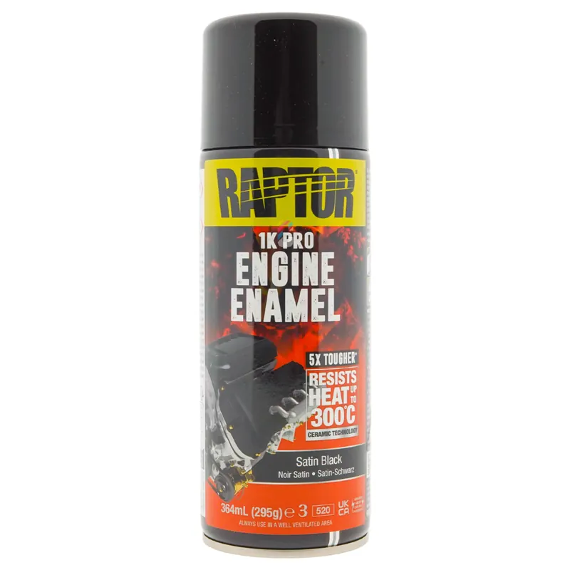 Snelle Levering Raptor Engine Enamel - Motorblok Verf ZWART ZIJDEGLANS spuitbus 400ml
