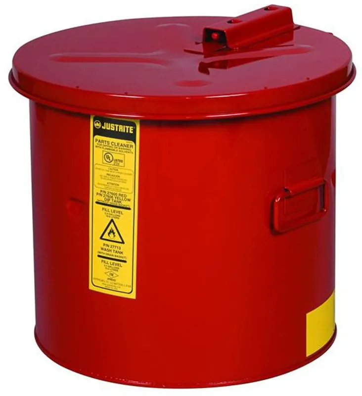 JUSTRITE Dompeltank Metaal met HDPE binnenzijde 19 ltr - Rood & Geel Hoge Kwaliteit