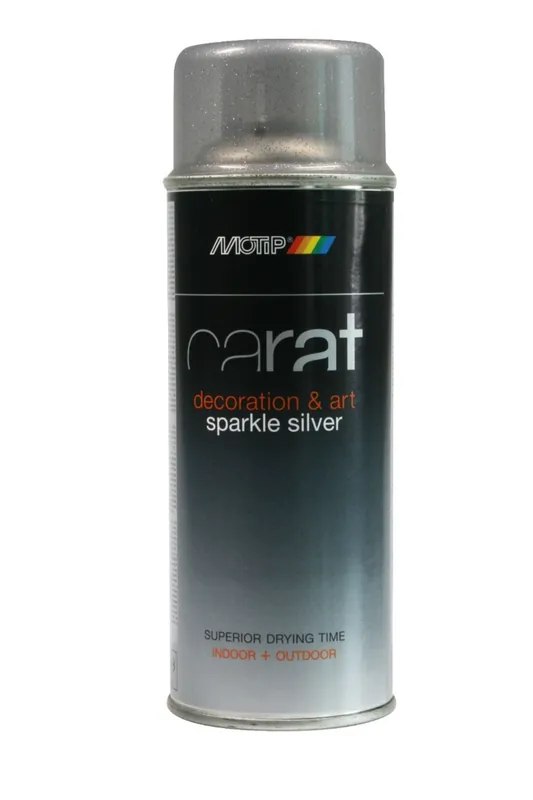 Express Levering MoTip Carat Glitter Zilver lak spuitbus 400ml