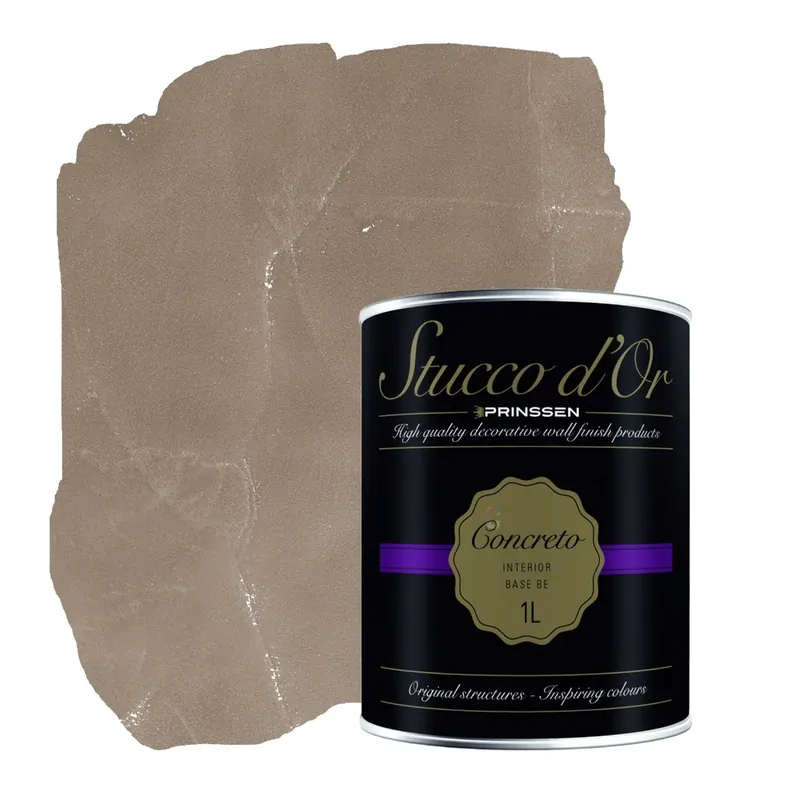 Stucco d'Or Concreto Natural Mocca Brown Betonlookverf - 1 liter Hoge Kwaliteit