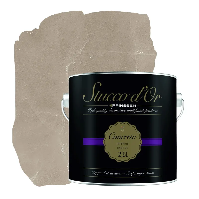 Stucco d'Or Concreto Natural Light Brown Betonlookverf - 2,5 liter Gereduceerde Prijs
