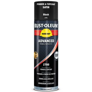 Op = Op Rust-Oleum Grondverf & Lak in 1 spuitbus ZWART ZIJDEGLANS - RAL9005
