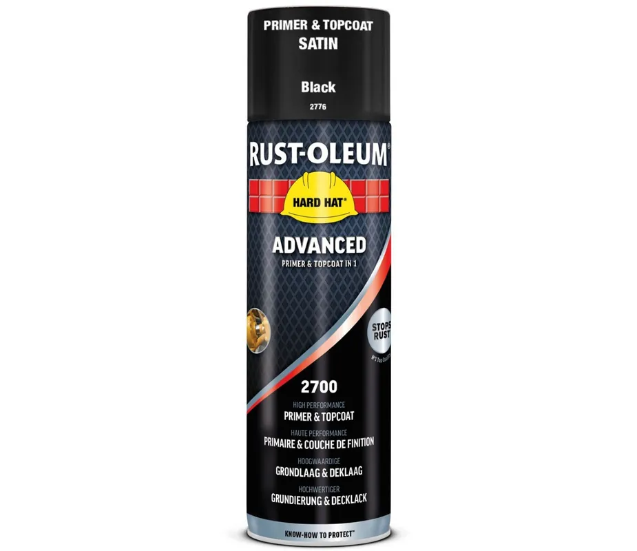 Op = Op Rust-Oleum Grondverf & Lak in 1 spuitbus ZWART ZIJDEGLANS - RAL9005