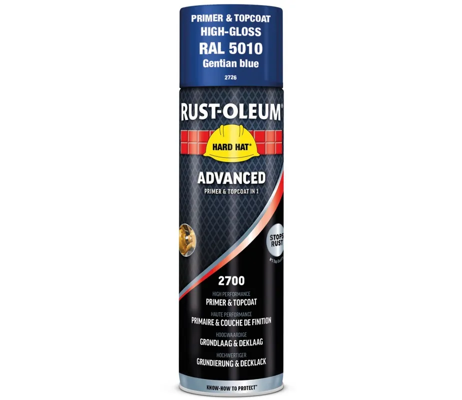Rust-Oleum Grondverf & Lak in 1 spuitbus BLAUW - RAL5010 Betrouwbaar