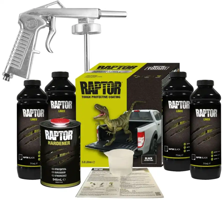 Raptor Liner 2K Bedliner Verf ZWART 4 liter + GRATIS verfspuit Uitverkoop