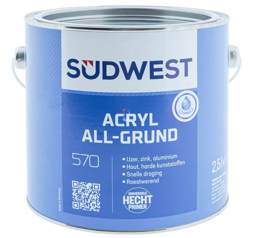 Koop Online Südwest ACRYL U51 All Grund WIT Grondverf op Waterbasis 2,5 liter