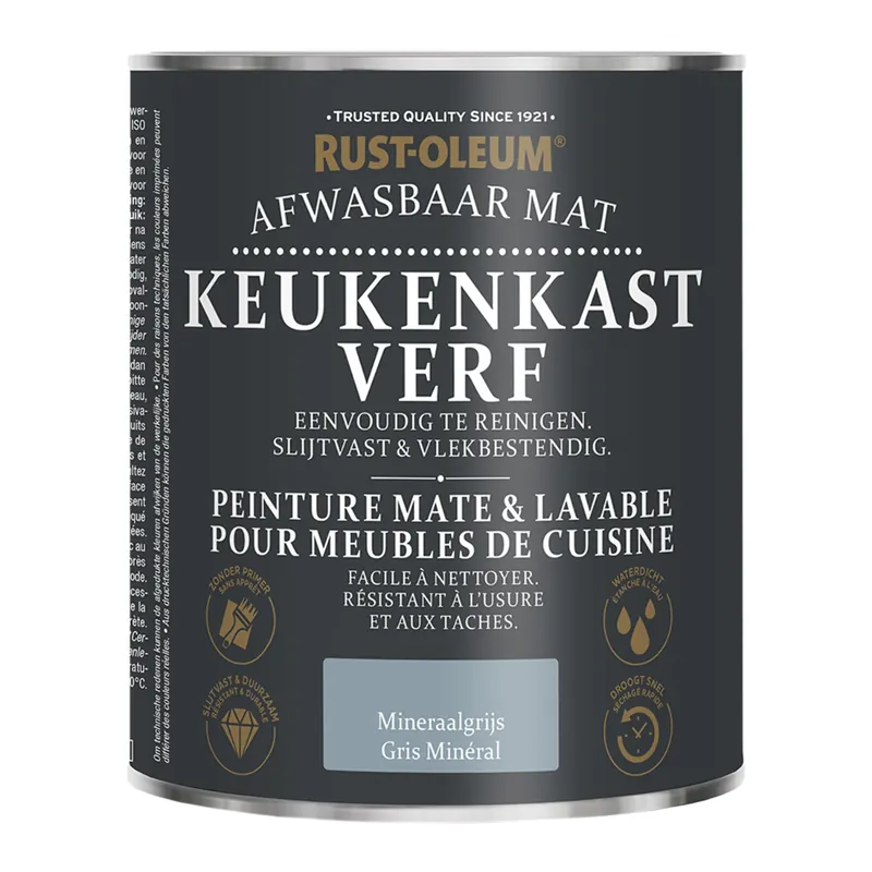 Rust-Oleum Keukenkastjes Verf Mineraalgrijs 750ml Betrouwbaar
