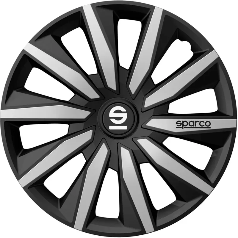 Gereduceerde Prijs Sparco Wieldoppen Milano 14 inch Zwart Zilver - 4 stuks