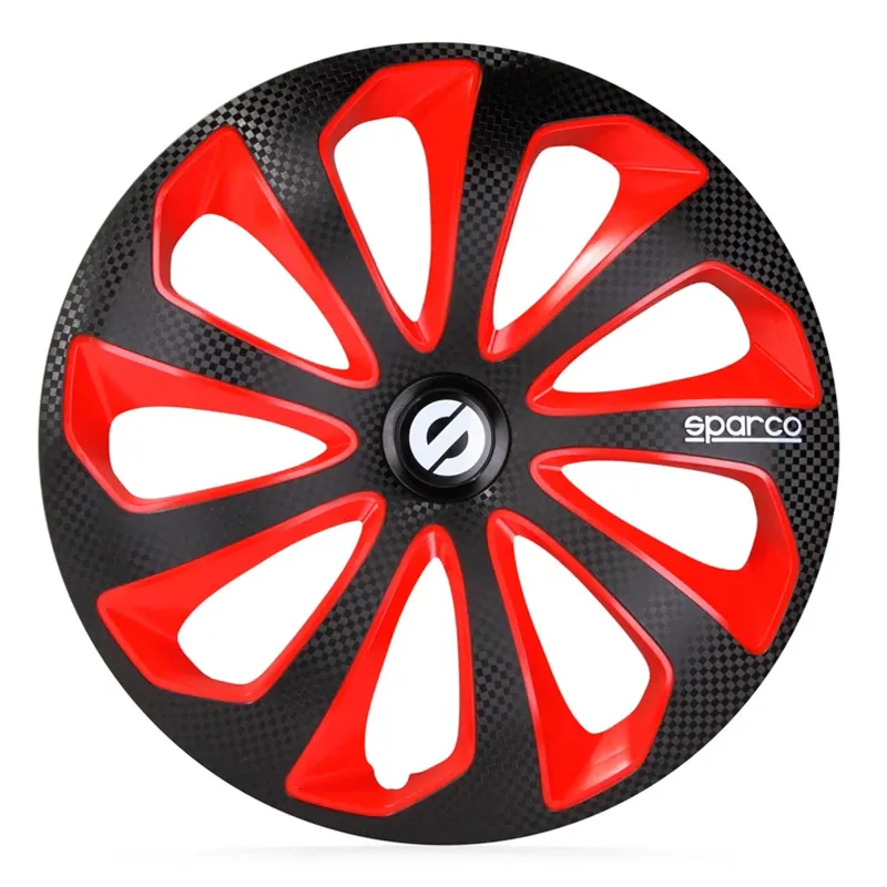 Favoriet Sparco Wieldoppen Sicilia 15 inch Zwart Rood Carbon - 4 stuks