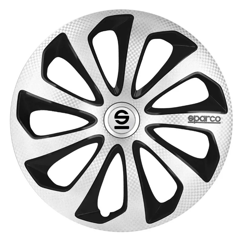 Koopje Sparco Wieldoppen Sicilia 15 inch Zwart Zilver Carbon - 4 stuks