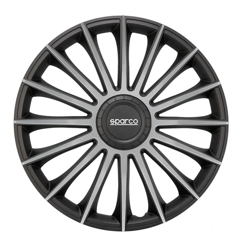 Beperkte Voorraad Sparco Wieldoppen Treviso 15 inch Zwart Zilver - 4 stuks