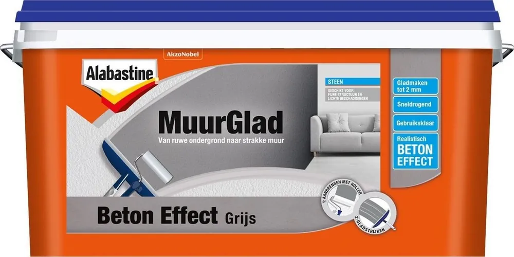 Alabastine MuurGlad - 5 liter - Grijs Voordeelprijs