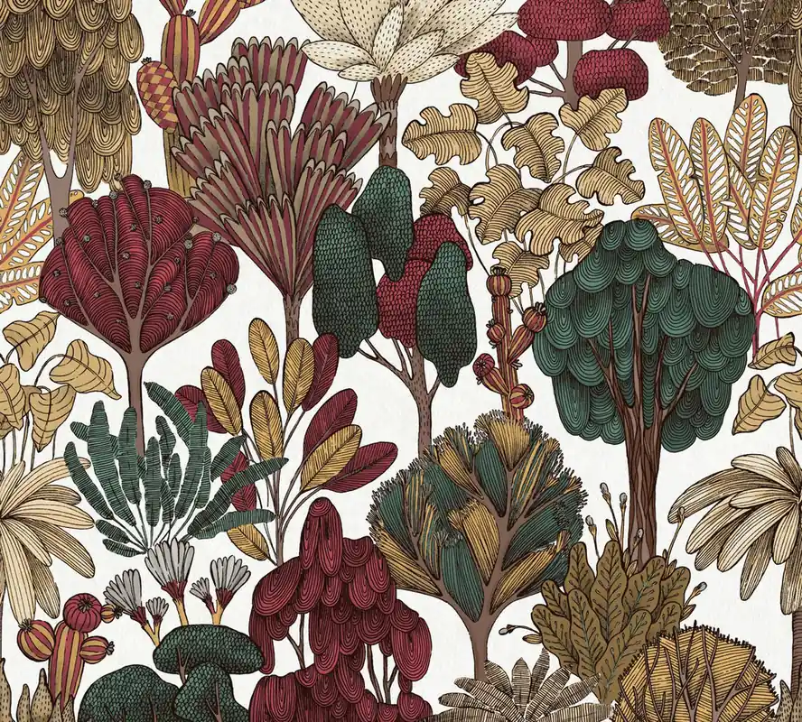 Populair Architects Paper Floral Impression - Rood - Grafisch - 377577