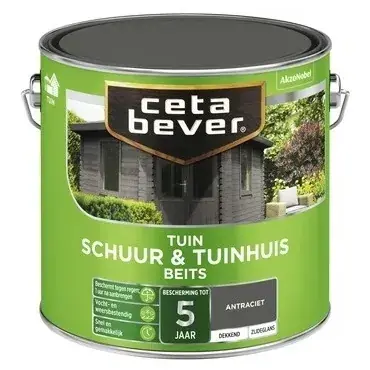 Cetabever Schuur en Tuinhuis Beits Dekkend Zijdeglans - Antraciet Koopje