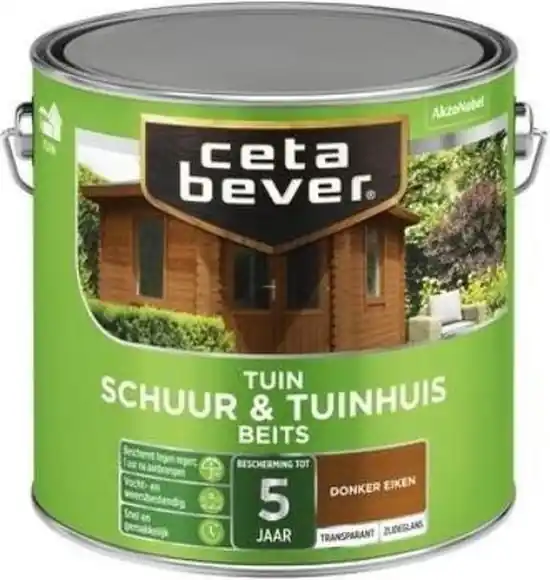 Cetabever Schuur en Tuinhuis Beits Transparant Zijdeglans - Donker Eiken Lage Kosten