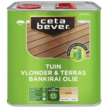 Merkproduct Cetabever Tuin Vlonder en Terras Bankirai Olie Transparant Zijdemat - Blank