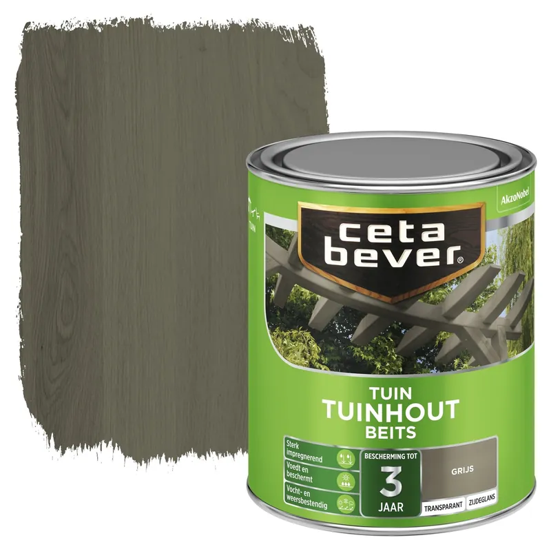 Cetabever Tuinhout Beits Transparant Zijdeglans - Grijs Op = Op