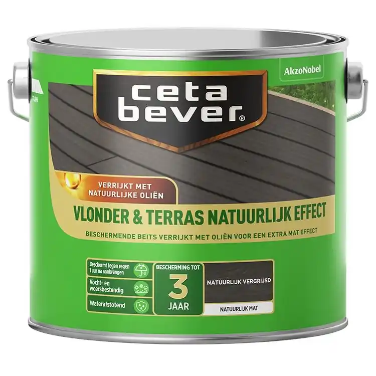 Cetabever Vlonder en Terras Natuurlijk Effect Mat - Vergrijsd - 2,5 liter Laatste Versie