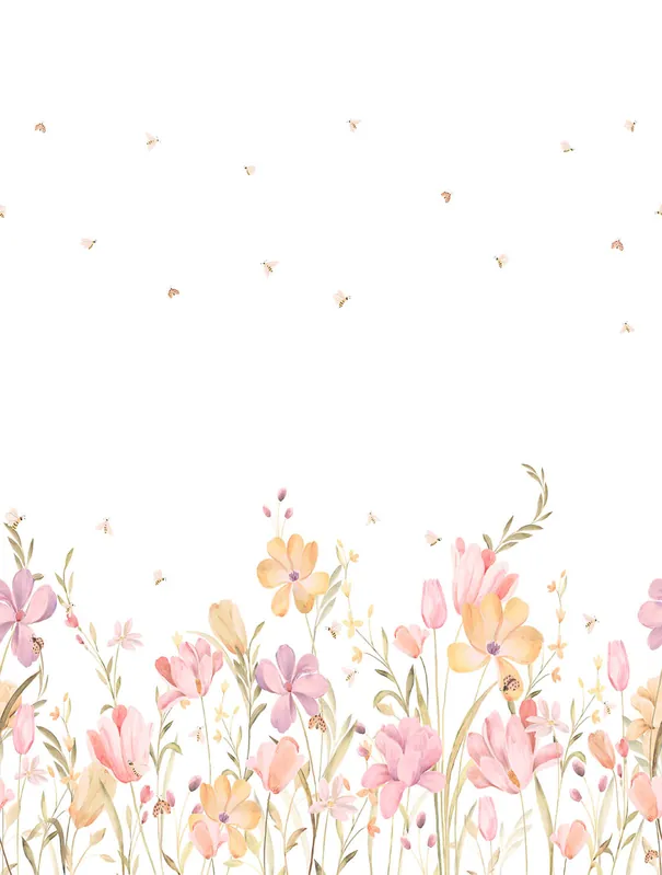 Decoprint Cute Walls- Bee Flowers 212x280cm - CW6129-1 Nu Kopen