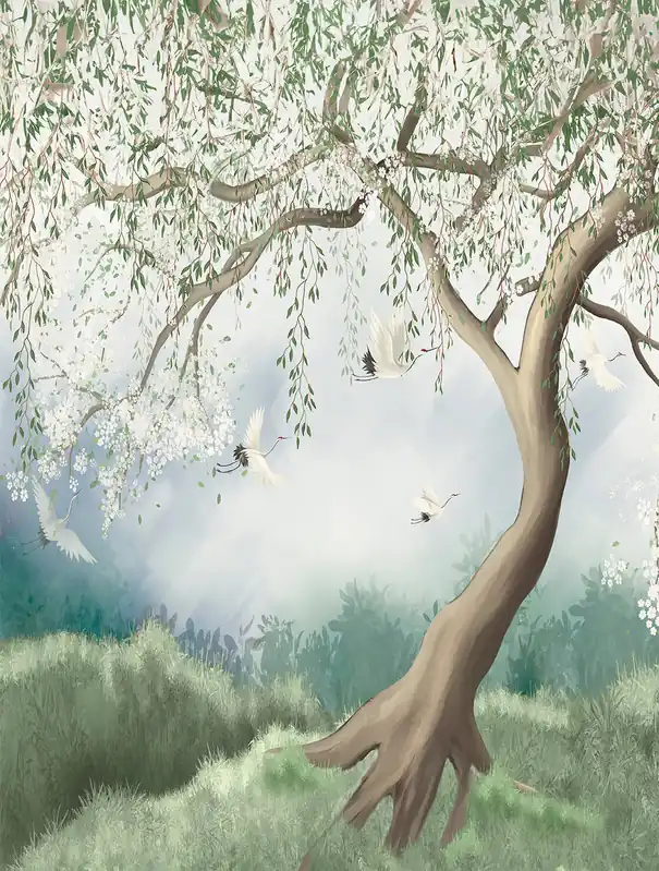 Decoprint Cute Walls- Weeping Willow 212x280cm - CW6051-1 Bestel Nu