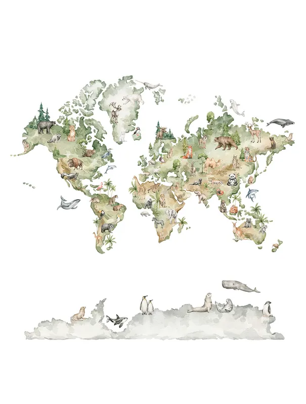 Decoprint Cute Walls- Woodland Map 212x280cm - CW6042-1 Betrouwbaar
