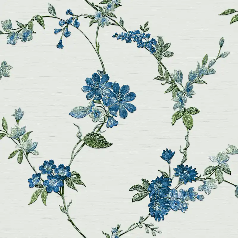 Must-Have Dutch Wallcoverings Fabric Touch/Bs1 Flower Light Blue - Blauw