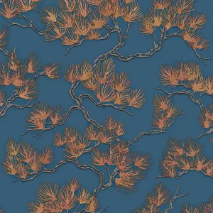 Koop Online Dutch Wallcoverings Wall Fabric/Bs1 Pine Tree Blue - Blauw
