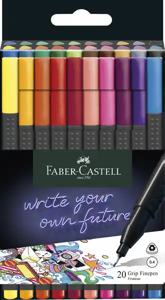 Faber Castell Fineliner Grip 0,4mm - etui a 20 stuks Dagaanbieding