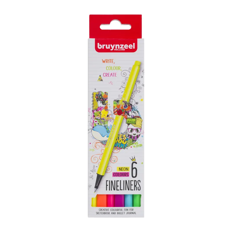 Snelle Levering Bruynzeel Fineliner set neon - 6 kleuren
