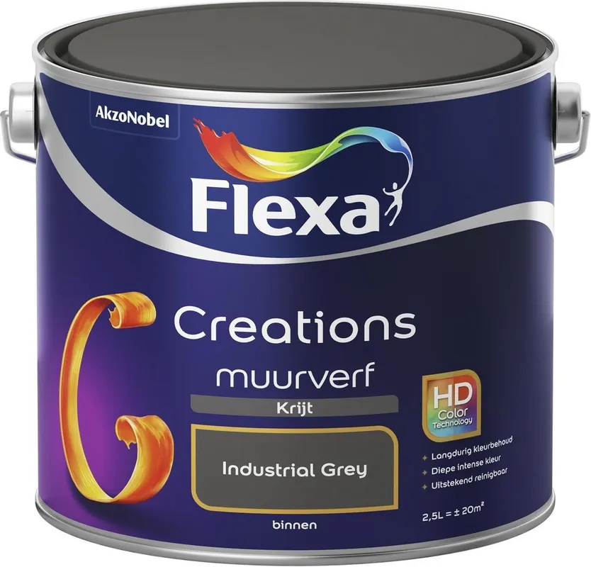 Actieprijs Flexa Creations Muurverf Krijt - Industrial Grey
