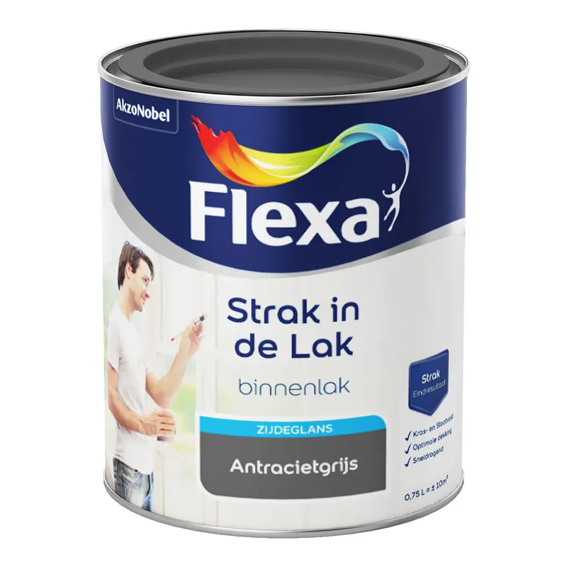 Express Levering Flexa Strak in de Lak Binnenlak Zijdeglans - 1026 Antraciet
