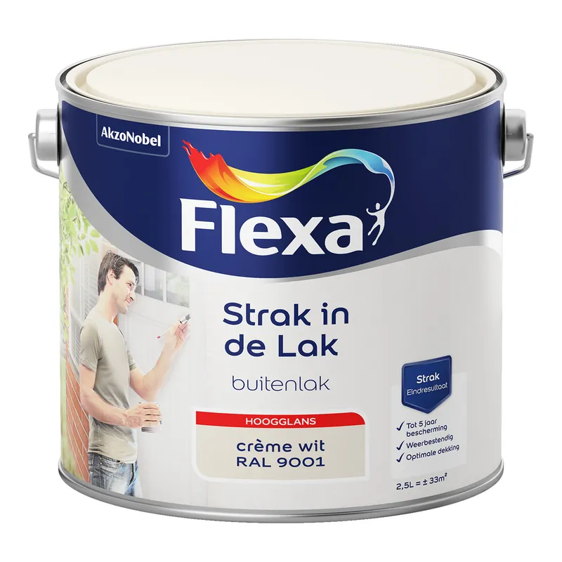 Flexa Strak in de Lak Buitenlak Hoogglans - Crème Wit - RAL 9001 Dagaanbieding