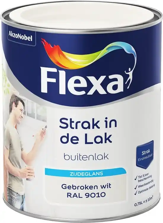 Flexa Strak In De Lak Buitenlak Zijdeglans 750 ml RAL 9010 Gereduceerde Prijs