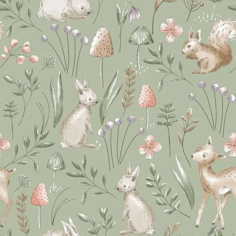 Beperkt Aanbod Dutch First Class World of Imagination - DL27547 - Forest Animals Green