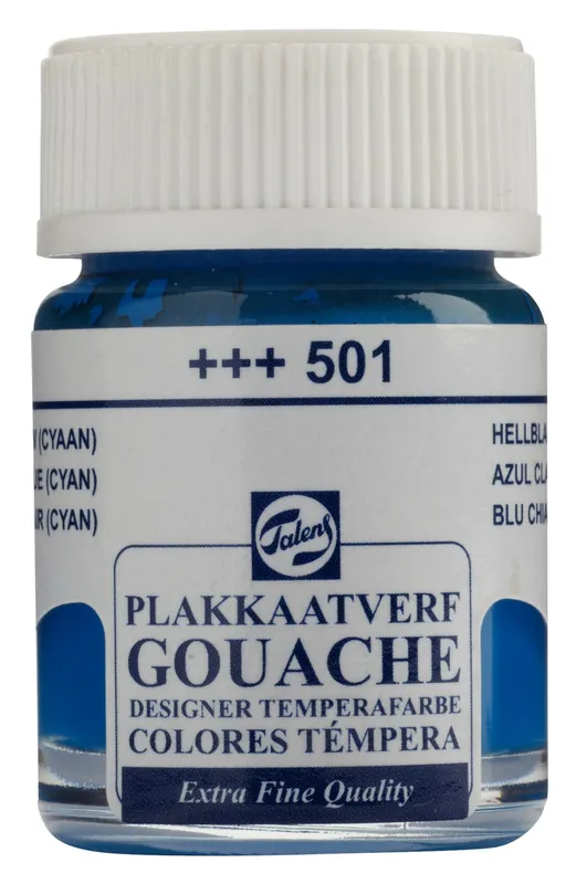 Talens Gouache Extra Fine Quality Fles 16 ml - Lichtblauw (Cyaan) 501 Premium