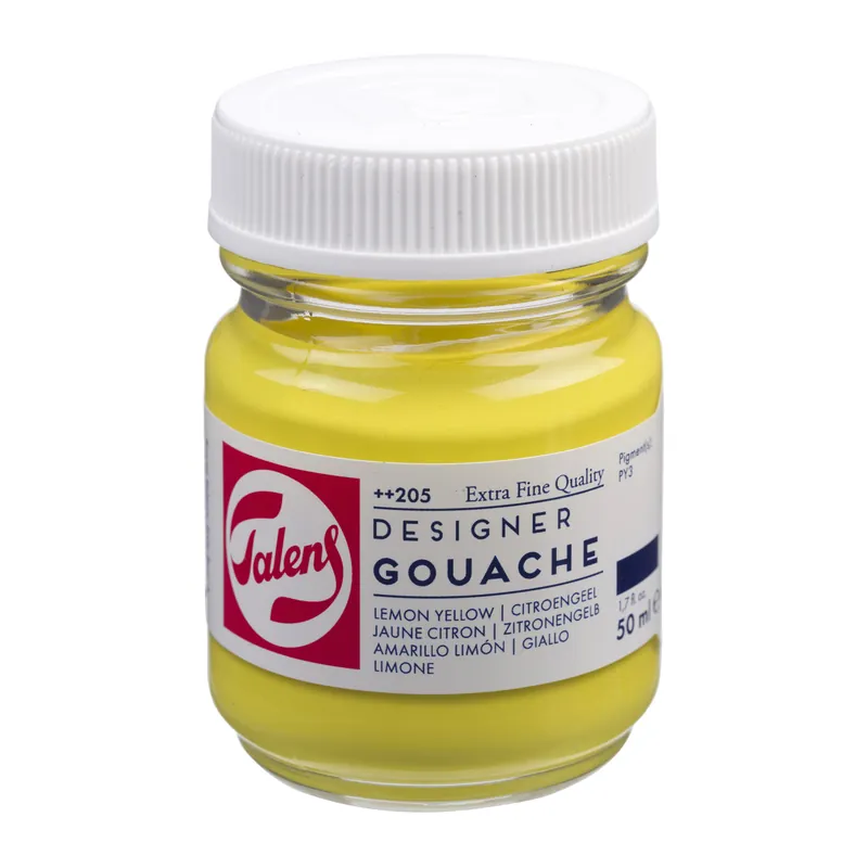 Hoge Kwaliteit Talens Gouache Extra Fine Quality Fles 50 ml - Citroengeel (Primair) 205