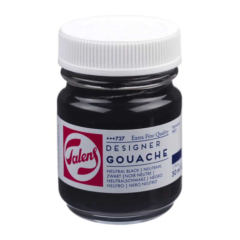 Hoge Kwaliteit Talens Gouache Extra Fine Quality Fles 50 ml - Neutraalzwart 737