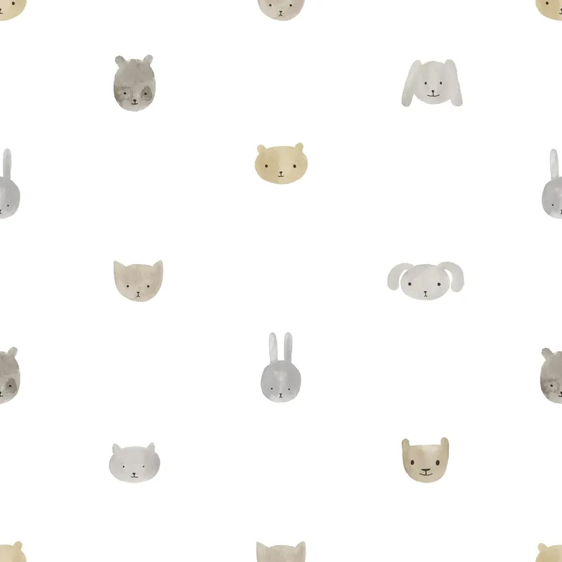 Cristiana Masi Happy Behang met dierenhoofdjes - 14811 Hoge Kwaliteit