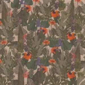 Decoprint Herbarium Fotobehang met grote bladeren en bloemen - HED27290 Superprijs