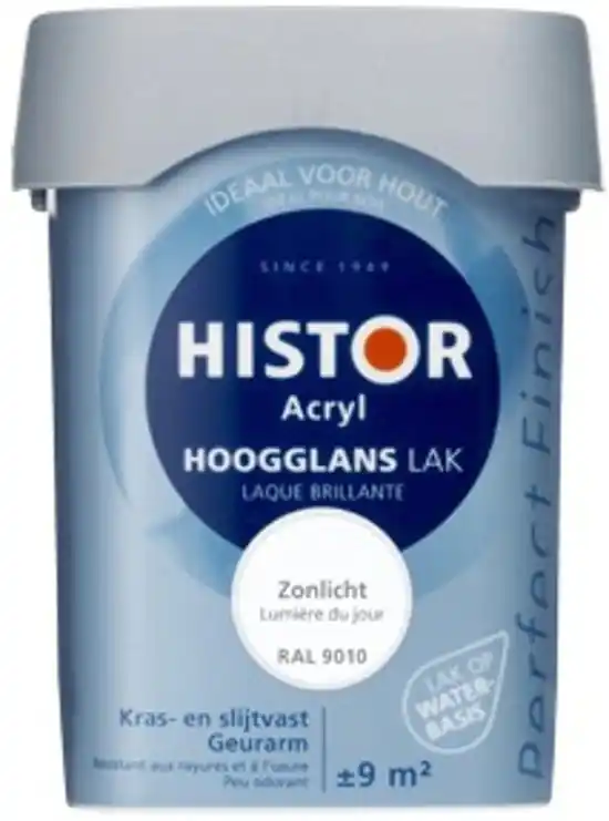 Uitverkoop Histor Acryl Hoogglans Lak - RAL 9010 Zonlicht